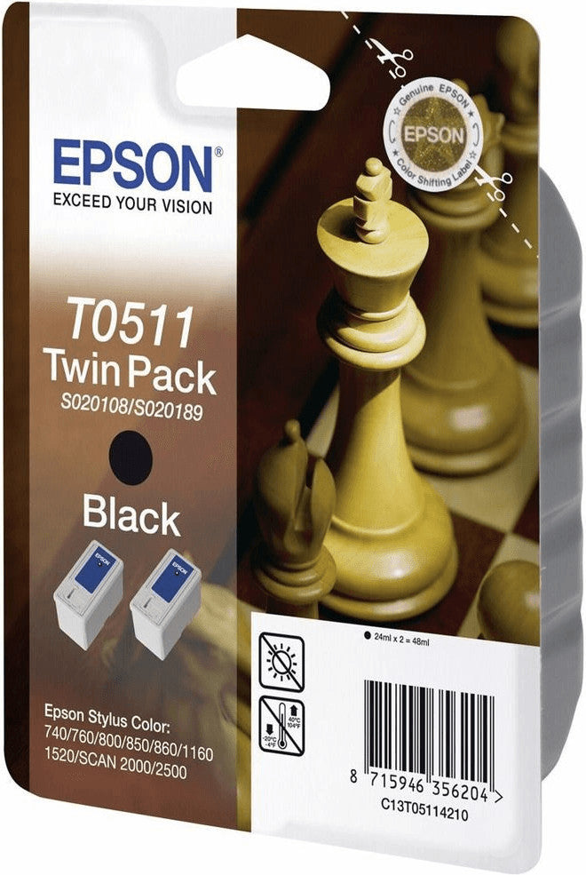 Epson T0511 Twin cartouche d'encre Noir authentique (TVA incluse)