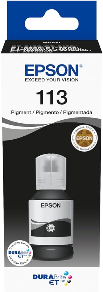 Epson 113 Bouteille d'encre Noire authentique (TVA incluse)