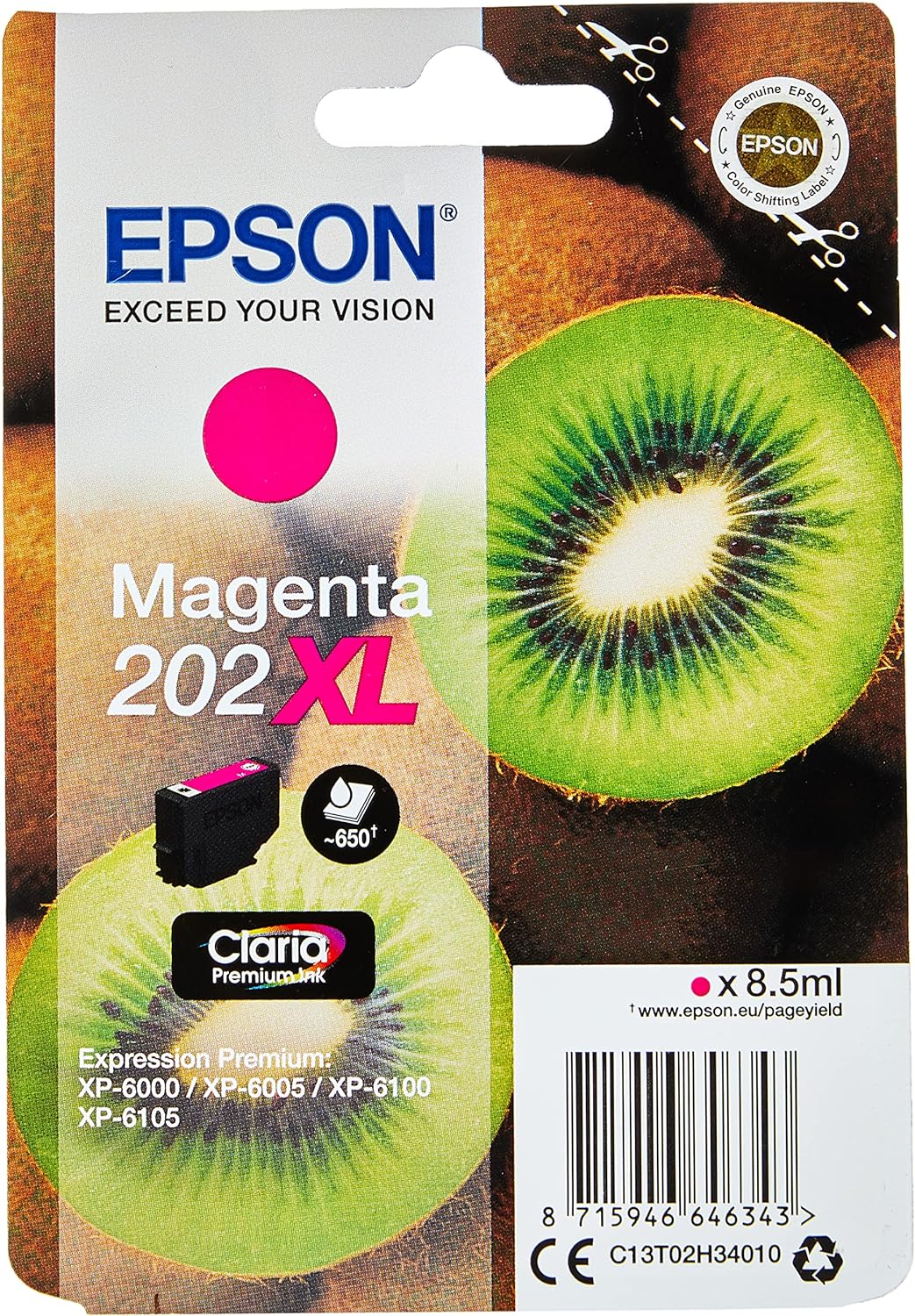 Epson 202XL cartouche d'encre Magenta authentique haute capacité C13T02H24010 (TVA incluse)