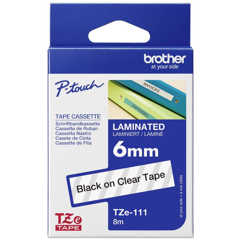 Brother TZE-111 ruban laminé d'origine, 6mm x 8M - (TVA incluse)