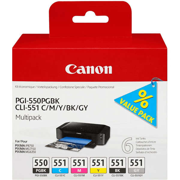 Canon PGI-550PGBK CLI-551 CMYKG multipack, cartouche d'encre authentique - (TVA incluse)