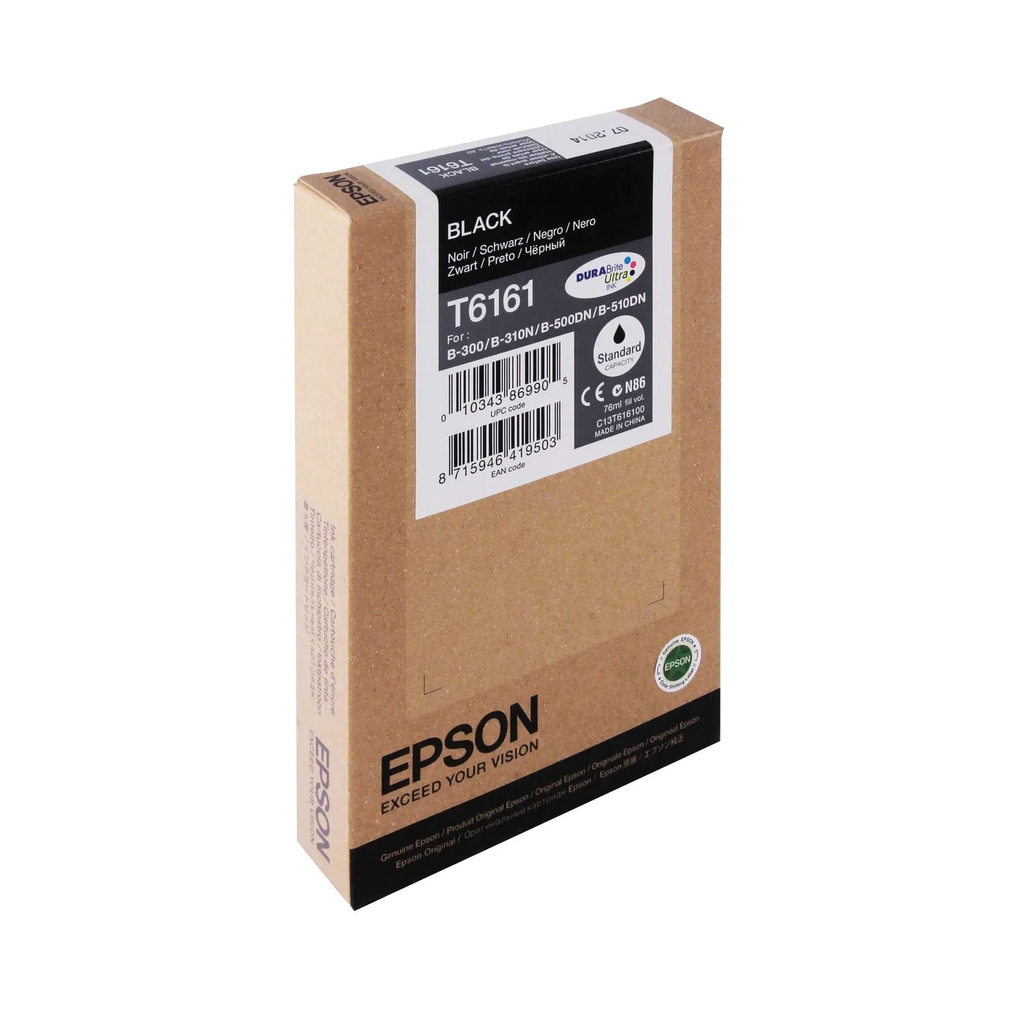 Epson T6161 cartouche d'encre Noir authentique C13T616100 (TVA incluse)