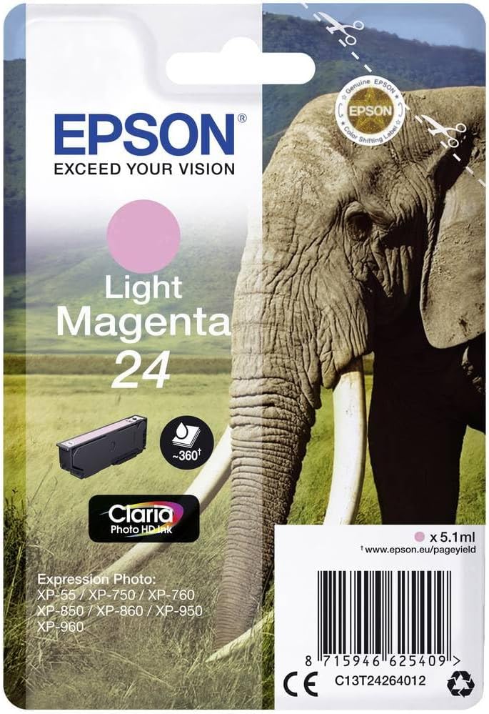 Epson 24 Magenta Clair cartouche d'encre authentique (TVA incluse)