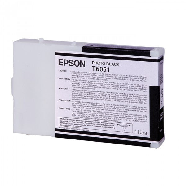 Epson T6051 cartouche d'encre Noir Photo authentique C13T605100 (TVA incluse)