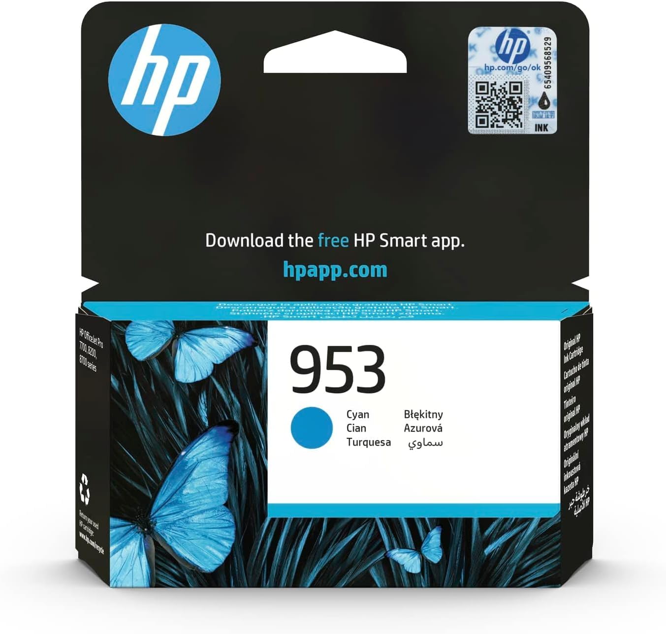 HP 953 Cyan cartouche d'encre authentique F6U12AE (TVA incluse)