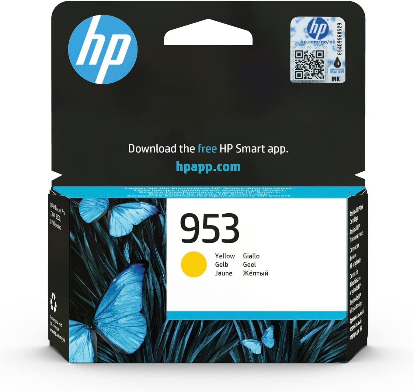 HP 953 Jaune cartouche d'encre authentique F6U14AE (TVA incluse)