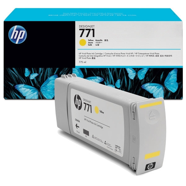 HP 771 cartouche d'encre Jaune authentique CE040A (TVA incluse)