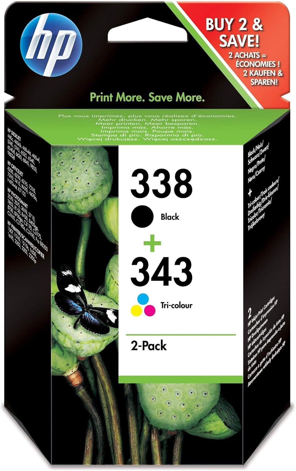 HP 338 / 343 Cartouche d'encre noir et tricolore SD449EE (TVA incluse)