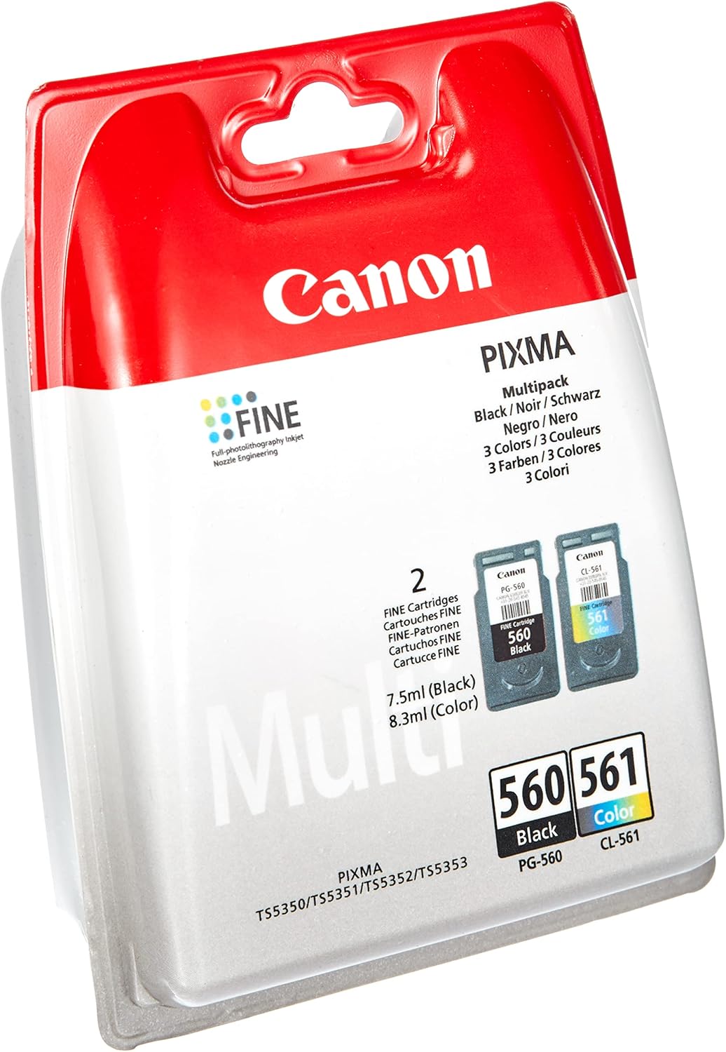 Canon PG-560 / CL-561 noir et couleur multipack authentique (TVA incluse)
