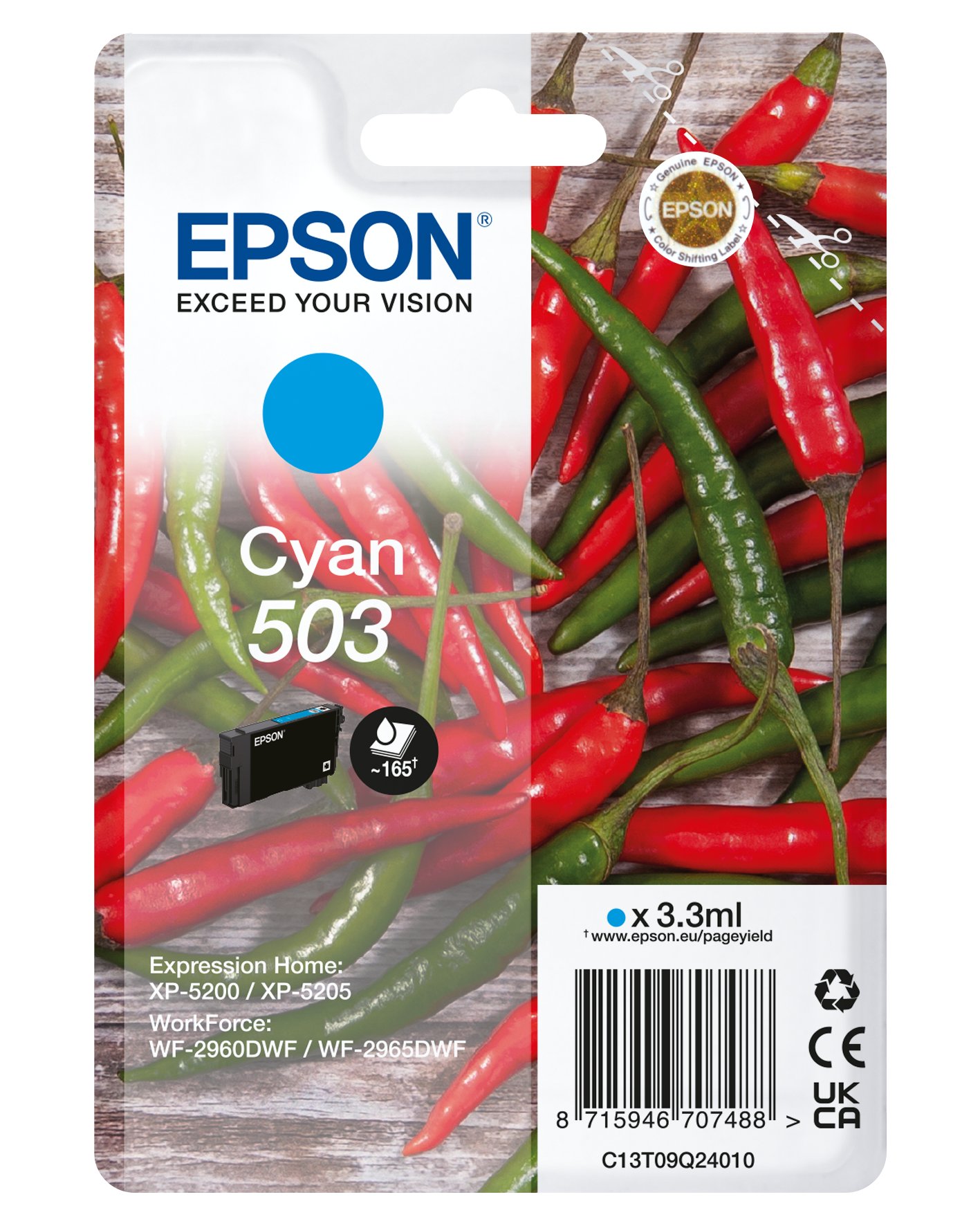 Epson 503 cartouche d'encre Cyan authentique (TVA incluse)