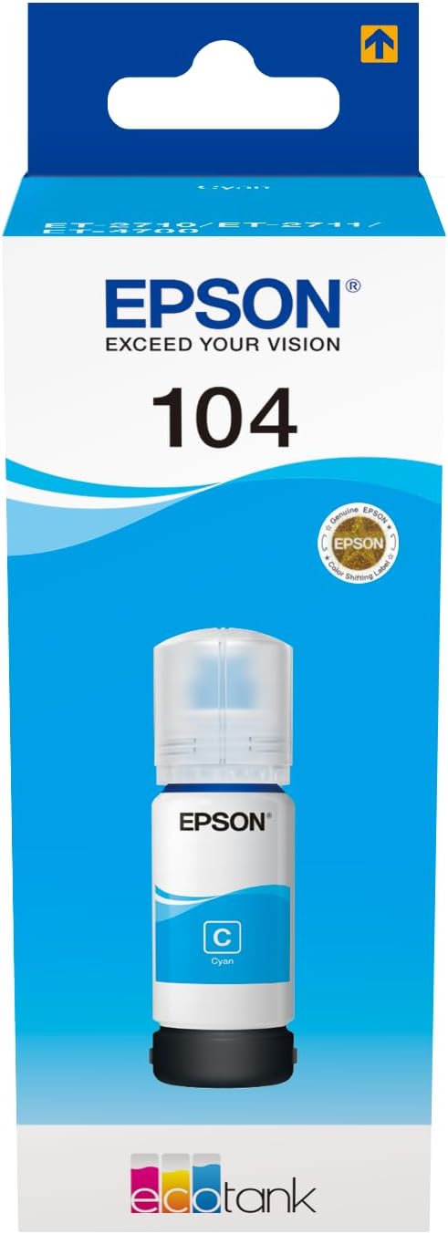 Epson 104 Bouteille d'encre cyan authentique C13T00P240 (TVA incluse)