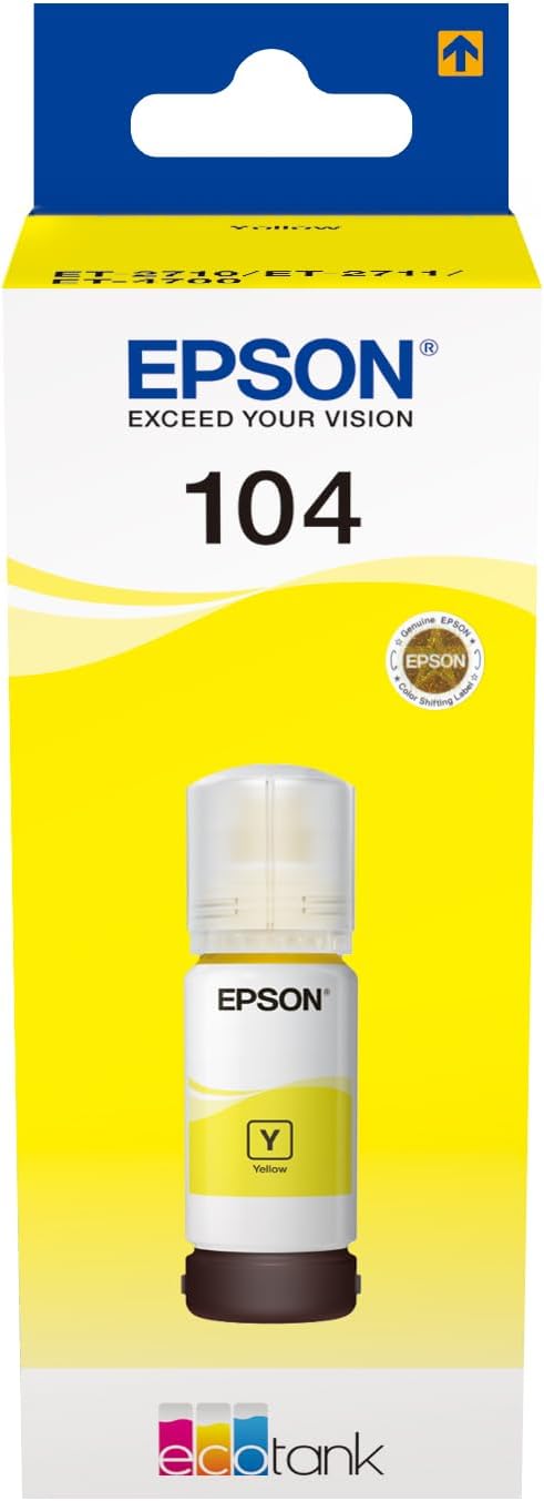 Epson 104 Bouteille d'encre jaune authentique C13T00P440 (TVA incluse)