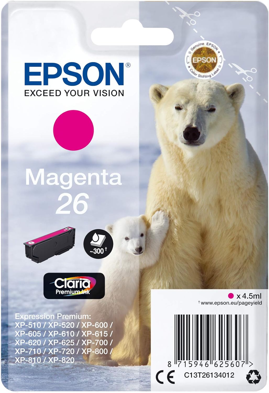 Epson 26 magenta cartouche d'encre authentique (TVA incluse)