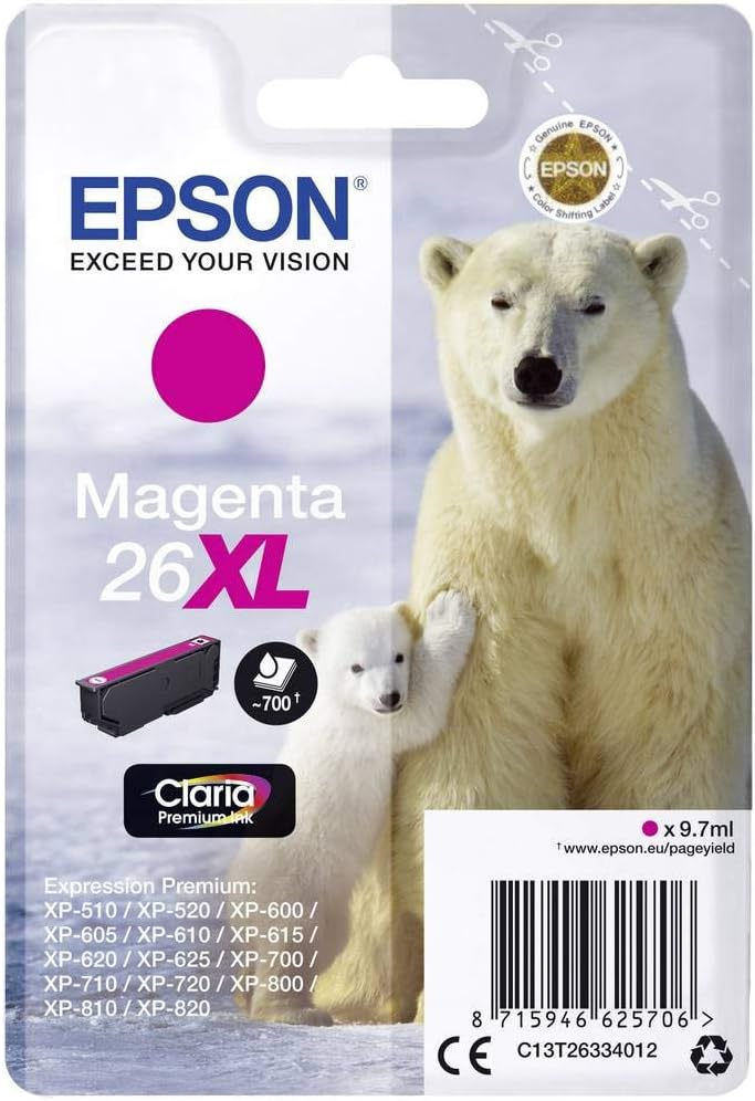 Epson 26XL Magenta cartouche d'encre authentique (TVA incluse)