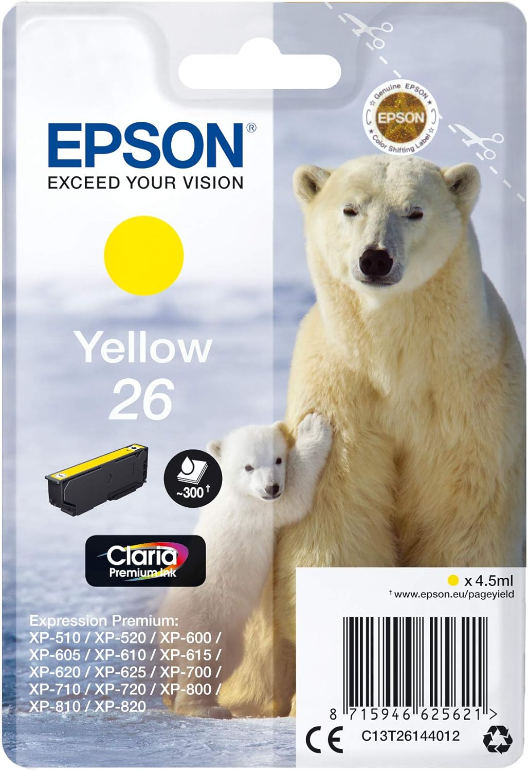 Epson 26 jaune cartouche d'encre authentique (TVA incluse)