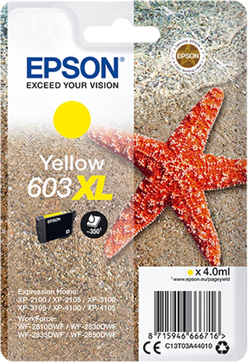 Epson 603XL cartouche d'encre Jaune authentique haute capacité (TVA incluse)