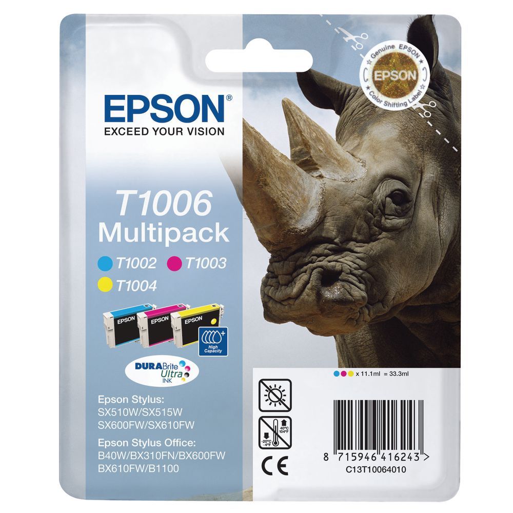 Epson T1006 cartouche d'encre Cyan/Magenta/Jaune authentique (TVA incluse)
