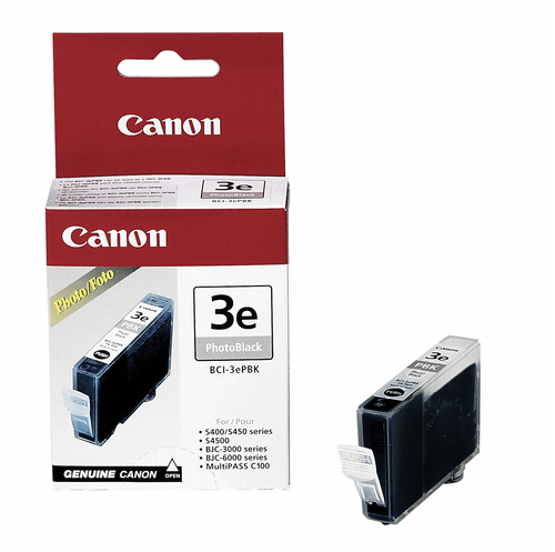 Canon BCI-3e cartouche d'encre Photo Noire authentique (TVA incluse)