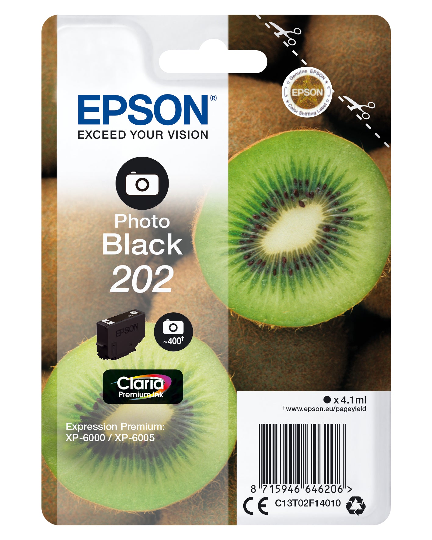 Epson 202 cartouche d'encre Noire authentique C13T02E14010 (TVA incluse)