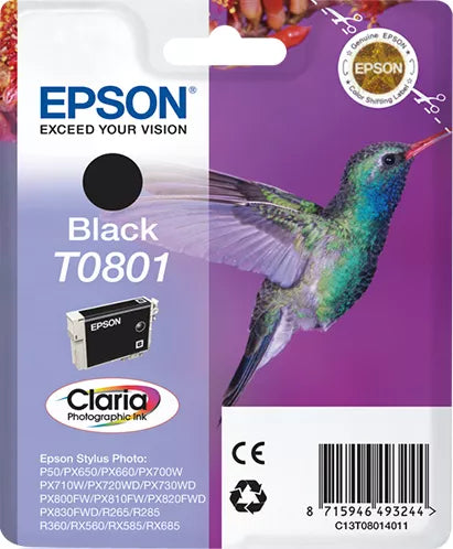 Epson T0801 cartouche d'encre Noir authentique C13T08014011 (TVA incluse)