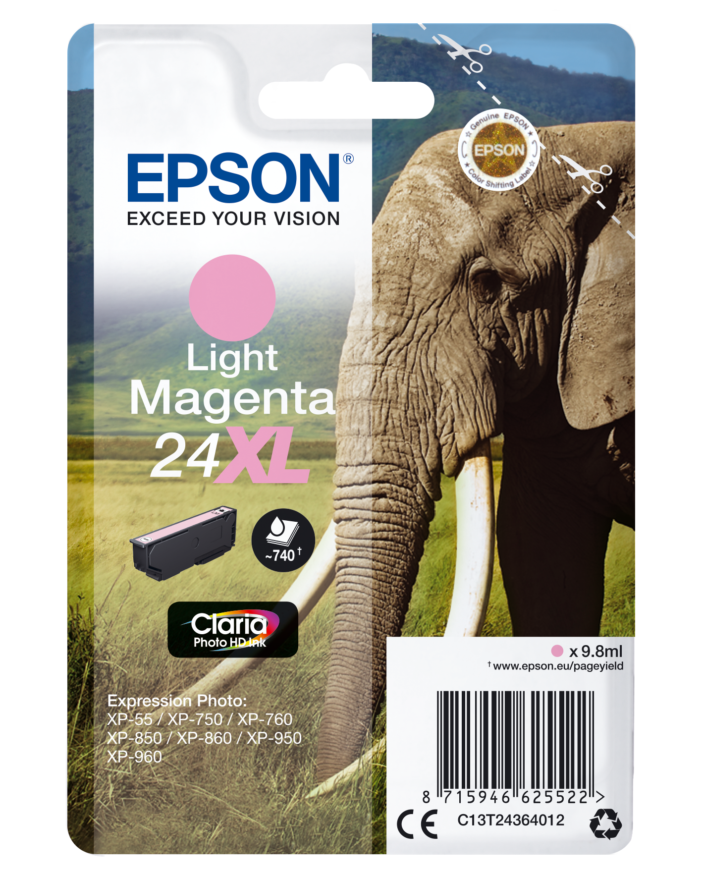 Epson 24XL cartouche d'encre Magenta clair authentique haute capacité C13T24364012 (TVA incluse)