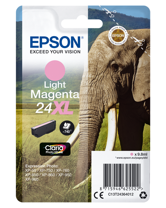 Epson 24XL cartouche d'encre Magenta clair authentique haute capacité C13T24364012 (TVA incluse)