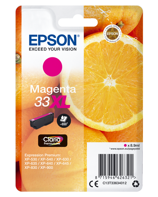 Epson 33XL cartouche d'encre Magenta authentique haute capacité C13T33634012 (TVA incluse)