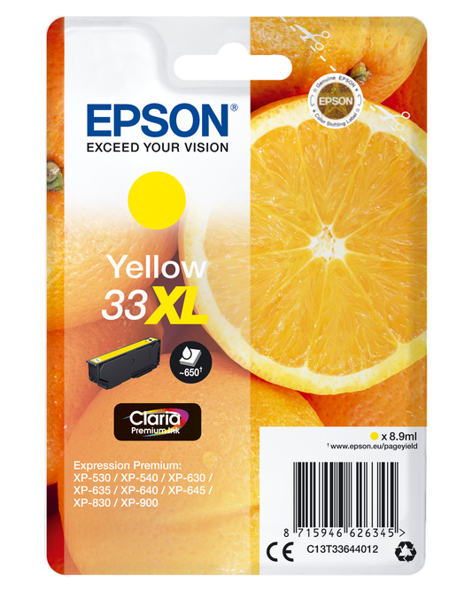 Epson 33XL cartouche d'encre Jaune authentique haute capacité C13T36644012 (TVA incluse)