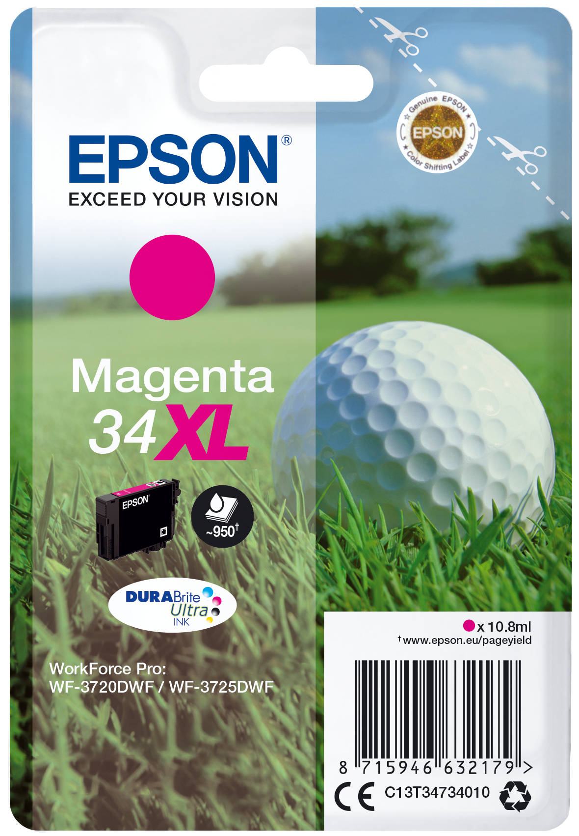 Epson 34XL cartouche d'encre Magenta authentique haute capacité C13T34734010 (TVA incluse)