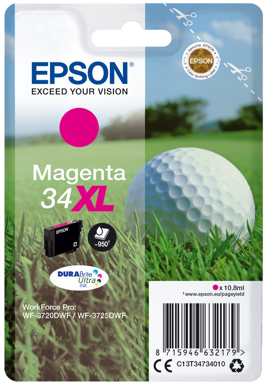 Epson 34XL cartouche d'encre Magenta authentique haute capacité C13T34734010 (TVA incluse)