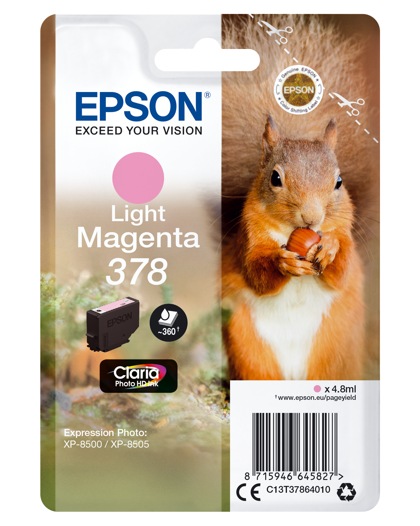 Epson 378 cartouche d'encre Magenta clair authentique C13T37864010 (TVA incluse)