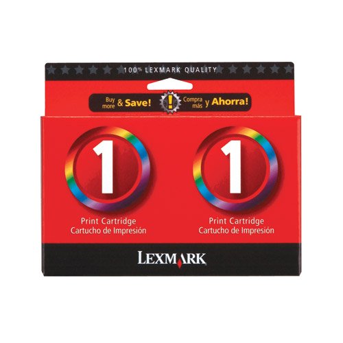 Lexmark 1 Noire cartouche d'encre authentique Twin Pack (TVA incluse)