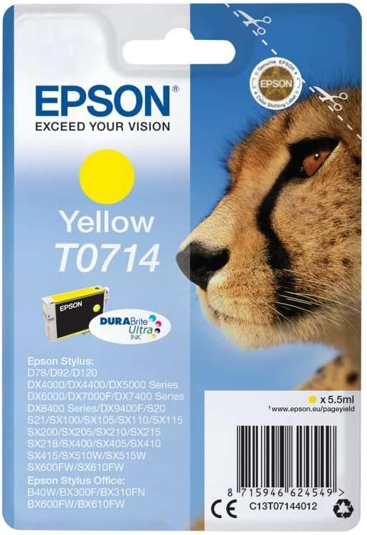 Epson T0714 cartouche d'encre Jaune authentique C13T07144012 (TVA incluse)