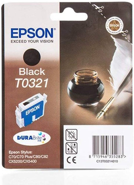 Epson T0321 cartouche d'encre Noire authentique C13T03214010 (TVA incluse)