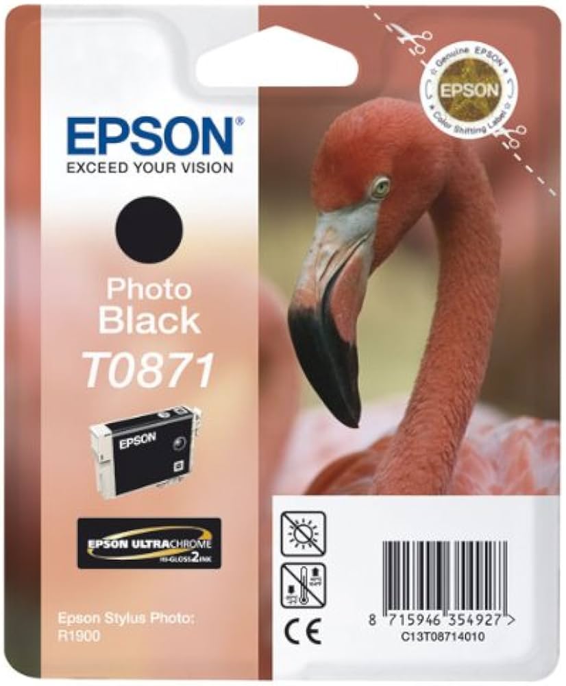 Epson T0871 cartouche d'encre Photo Noire authentique C13T08714010 (TVA incluse)