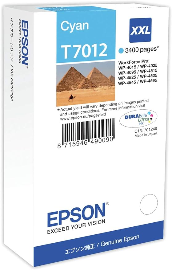 Epson T7012 cartouche d'encre Cyan authentique C13T70124010 (TVA incluse)