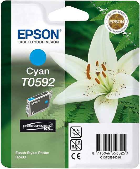 Epson T0592 cartouche d'encre Cyan authentique C13T05924010 (TVA incluse)