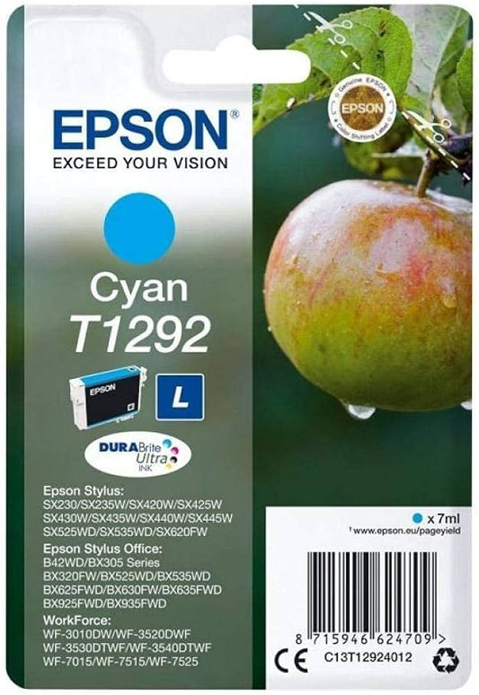 Epson T1292 cartouche d'encre Cyan authentique C13T12924012 (TVA incluse)