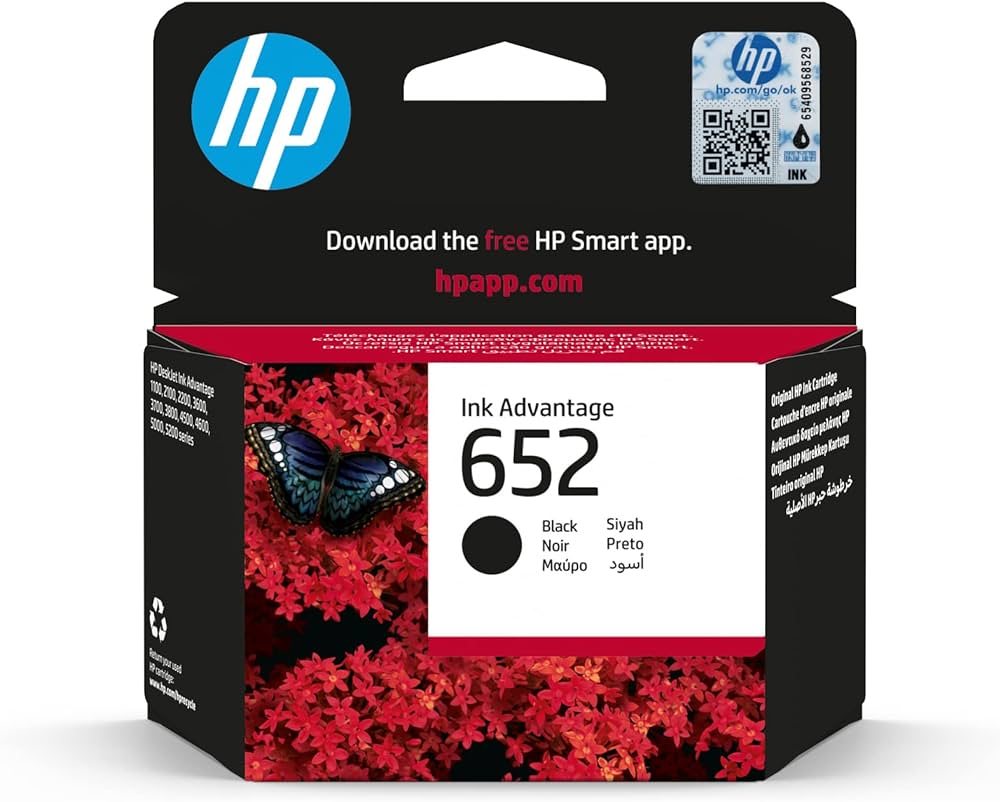 HP 652 cartouche d'encre Noire authentique F6V25AE (TVA incluse)