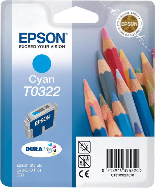 Epson T0322 cartouche d'encre Cyan authentique C13T03224010 (TVA incluse)