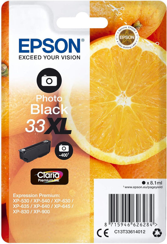 Epson 33XL cartouche d'encre Photo Noire authentique haute capacité C13T33614012 (TVA incluse)