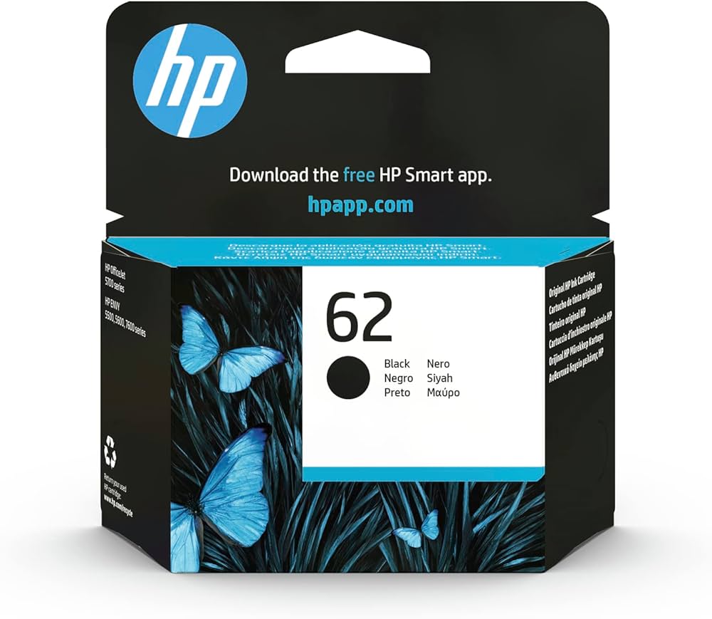 HP 62 cartouche d'encre Noire authentique C2P04AE (TVA incluse)