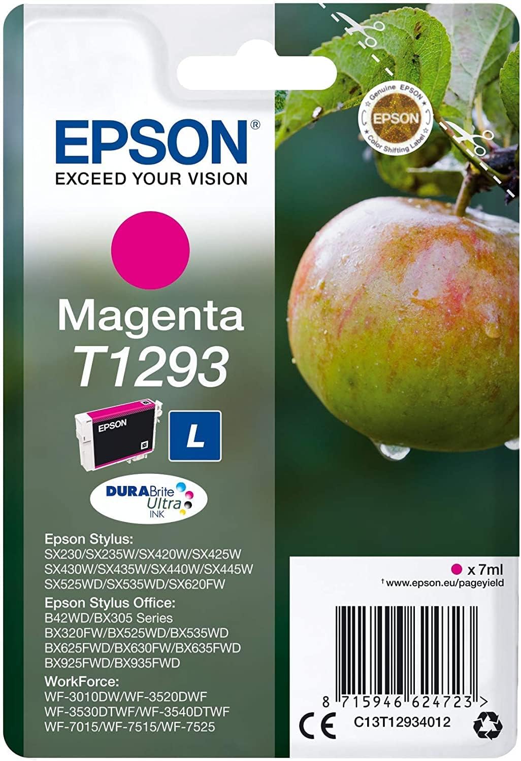 Epson T1293 cartouche d'encre Magenta authentique C13T12934012 (TVA incluse)