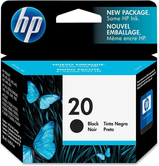 HP 20 cartouche d'encre Noire authentique C6614D (TVA incluse)