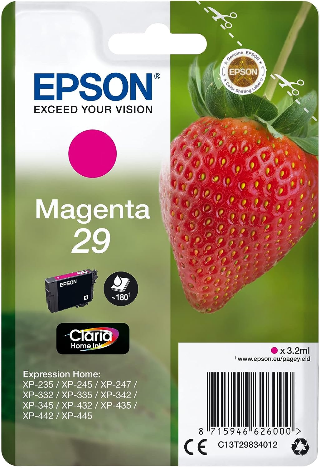 Epson 29 cartouche d'encre Magenta authentique C13T29834012 (TVA incluse)