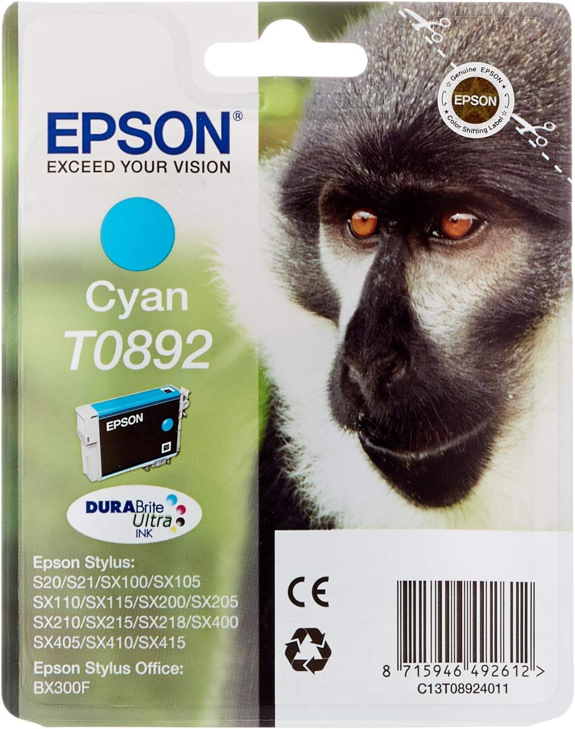 Epson T0892 cartouche d'encre Cyan authentique C13T08924011 (TVA incluse)