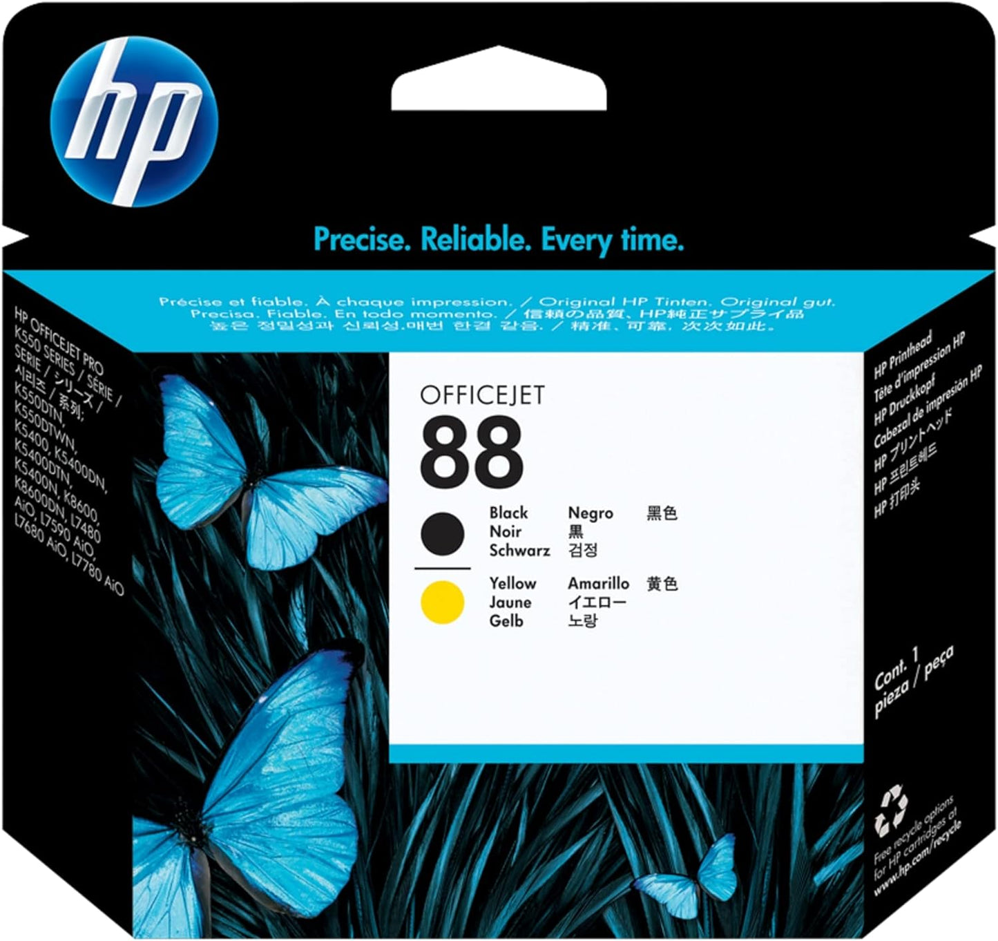 HP 88 Tête d'impression Noir/Jaune authentique C9381A (TVA incluse)