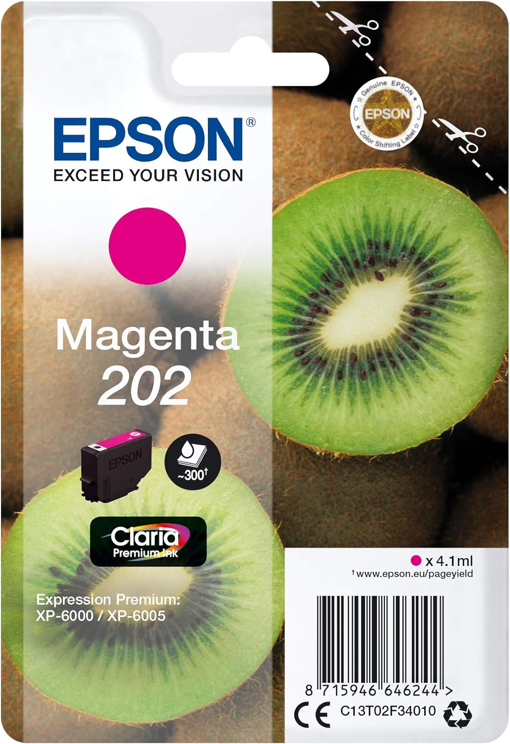 Epson 202 Cartouche d'encre Magenta authentique C13T02F34010 (TVA incluse)