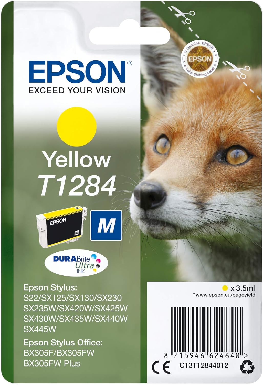 Epson T1284 cartouche d'encre Jaune authentique C13T12844012 (TVA incluse)