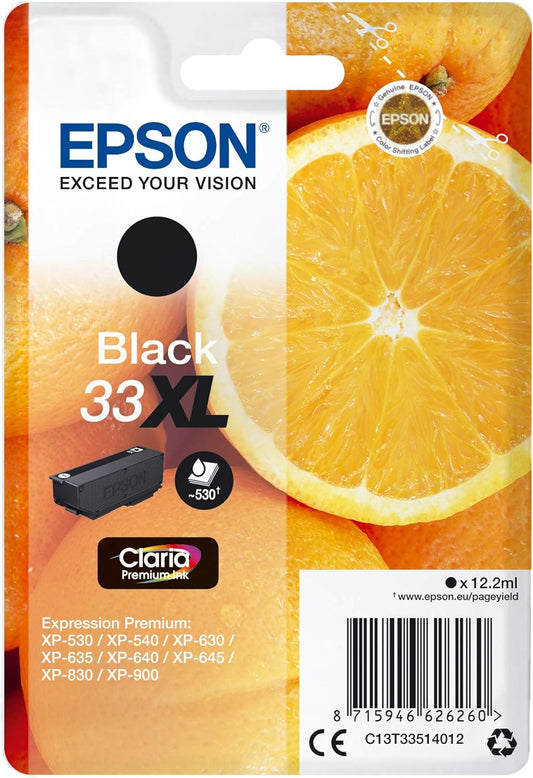 Epson 33XL cartouche d'encre Noire authentique haute capacité C13T33514012 (TVA incluse)